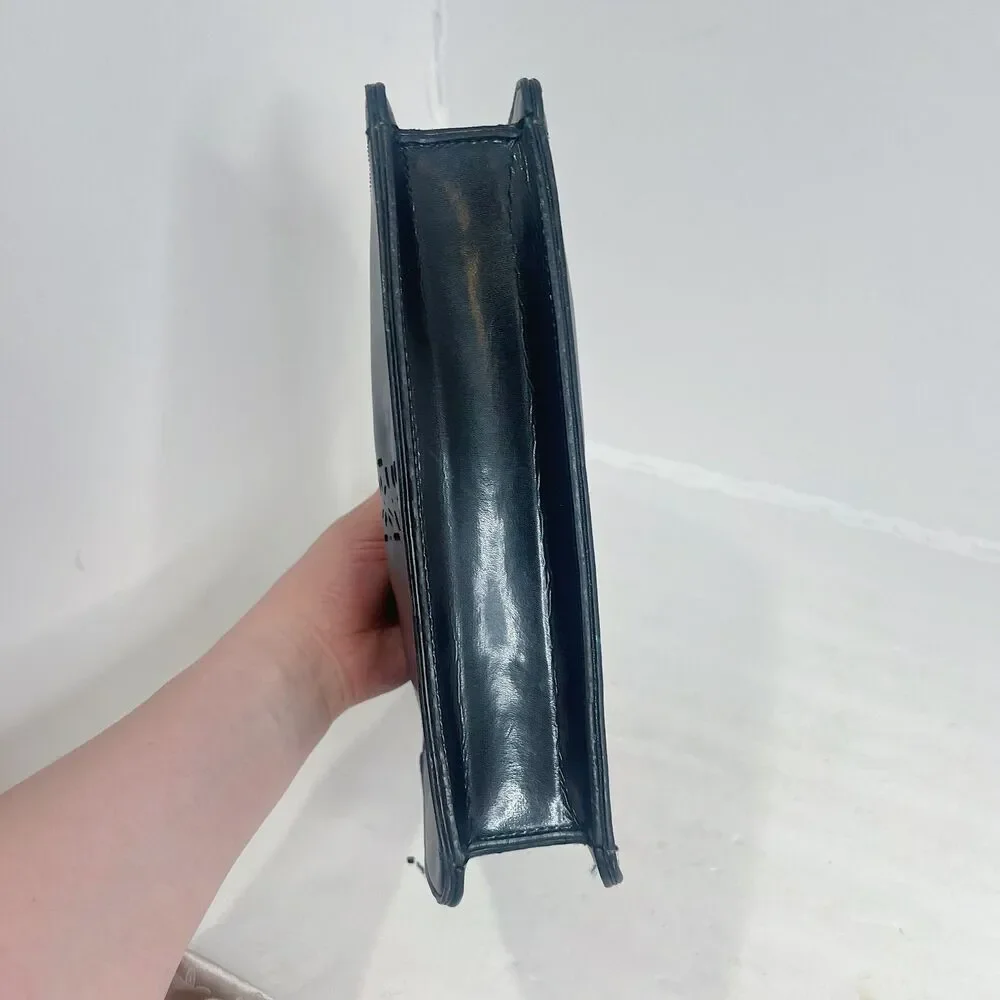 Vintage Mondani Black Leather Shoulder Bag Structured Laser Cut Purse - Picture 6 of 11